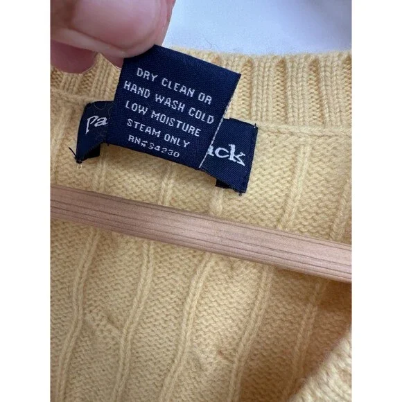 Paul Fredrick Cashmere Merino Wool Yello Cable Knit Sweater Vest Men’s Sz XLarge - Picture 4 of 8